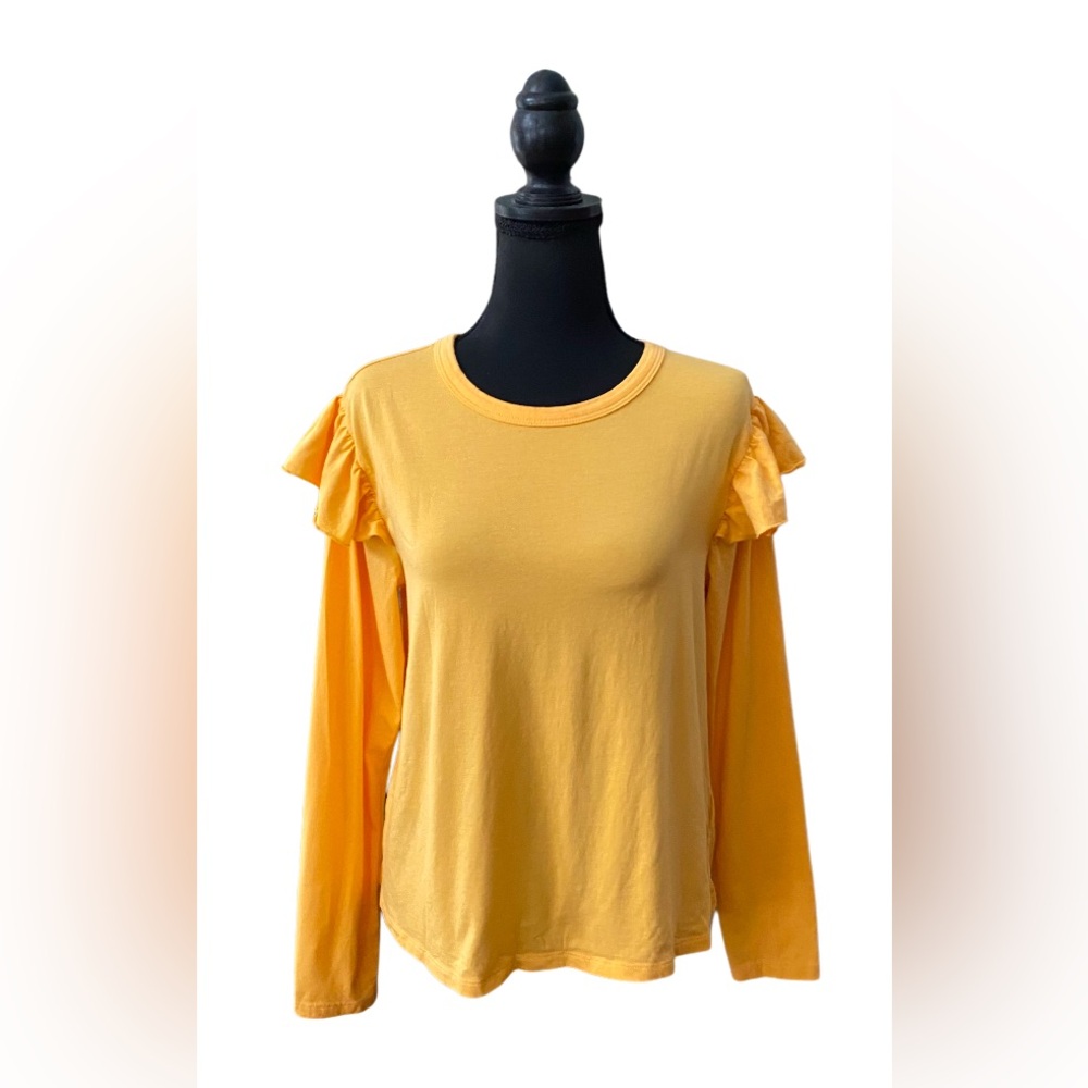 Candace Cameron Bure: Yellow Ruffle Shoulder Long Sleeve Shirt